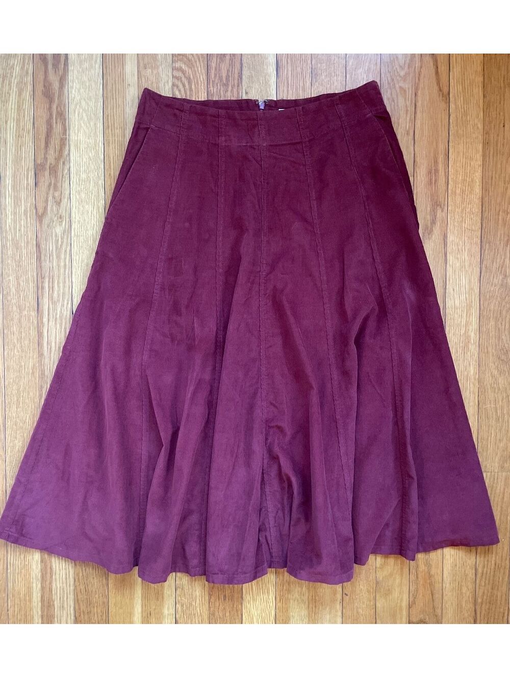 Madewell Drapey Corduroy Midi Skirt Deep Redwood 8 A-Line Dark Academia NWT